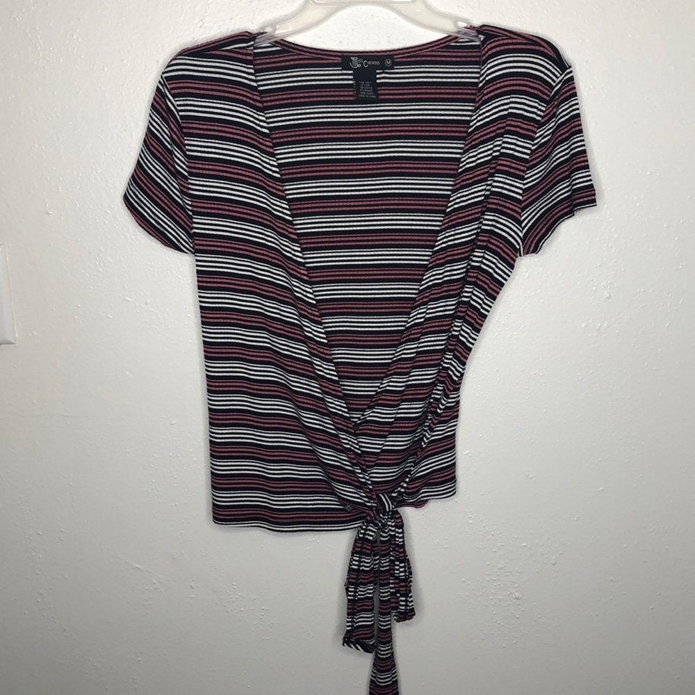 Miss Chievous striped tie front shirt
